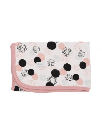 Dětská oboustranná bavlněná deka, Mamatti 80 x 90 cm, Balls, růžová/bílá
