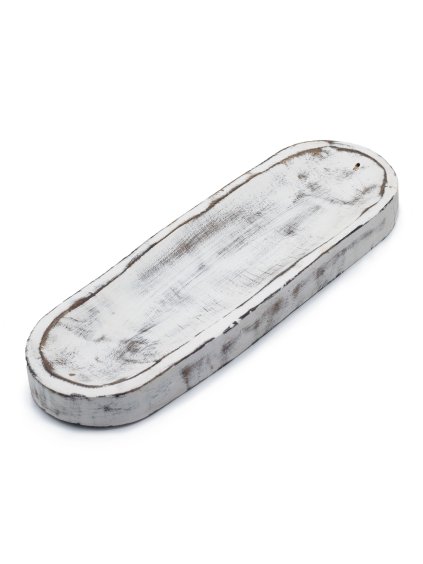 Velká Podložka na Vonné Tyčinky 30x10cm - Klasická Bílá Vymývaná