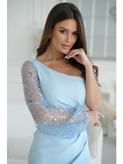 287772 kratke saty s flitrovym rukavem bicotone