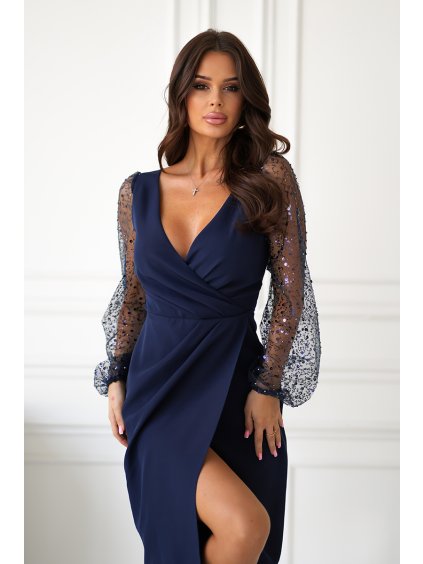 291279 kratke saty se dvema flitrovanymi rukavy bicotone