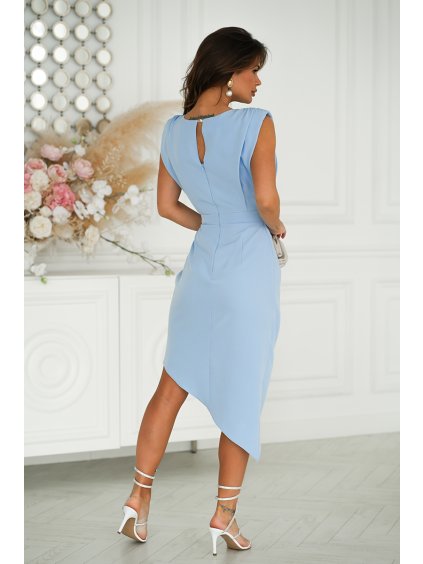 291294 elegantni vypasovane saty s ramennimi vycpavkami modre bicotone