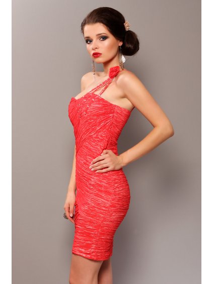 Elegantní šaty s ozdobnou růží-PINK BOOM
