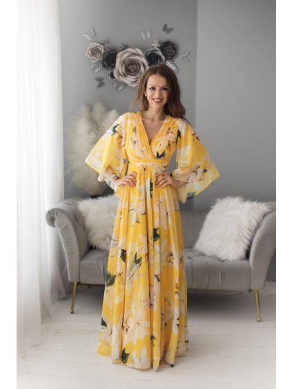Dlouhé šaty s květinovým vzorem-EVA&LOLA