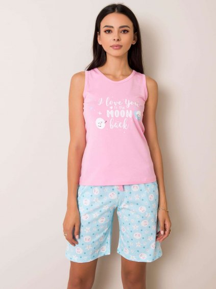 Růžové a modré dámské pyžamo Beatrix