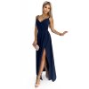 CHIARA elegantní maxi šaty na ramínka - tmavě modré - 299-7 - NUMOCO