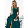 CHIARA elegantní maxi dlouhé šaty na ramínka - zelené - NUMOCO