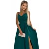 CHIARA elegantní maxi dlouhé šaty na ramínka - zelené - NUMOCO