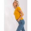 Tmavě žluté basic dámské bavlněné tričko - LILY ROSE