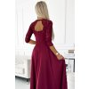 Elegantní dlouhé společenské maxi šaty s krajkovým výstřihem AMBER - vínové - NUMOCO