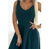 Dlouhé elegantní společenské šaty CINDY s výstřihem - zelené - NUMOCO