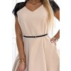 Elegantní šaty s krajkovými vsadkami - béžové - NUMOCO