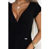Dlouhé plesové třpytivé šaty CRYSTAL s výstřihem - černé - NUMOCO