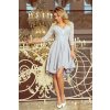 NICOLLE - šaty s delšími zády a krajkovým výstřihem - šedé - 210-9