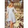 NICOLLE - šaty s delšími zády a krajkovým výstřihem - šedé - 210-9