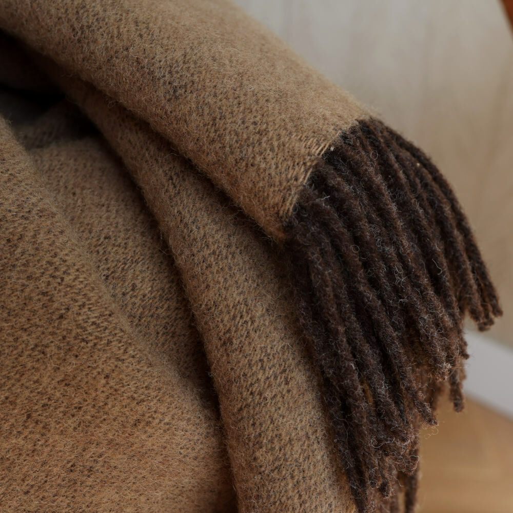 Merino pléd 140 × 200 – 100 % vlna, čokoládový odtieň