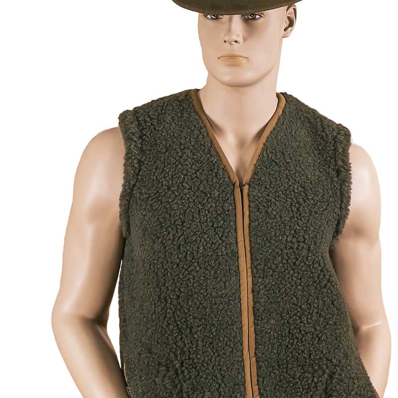 Pánska poľovnícka merino vesta do Vé v krabici – zelená vlnená vesta Matesko