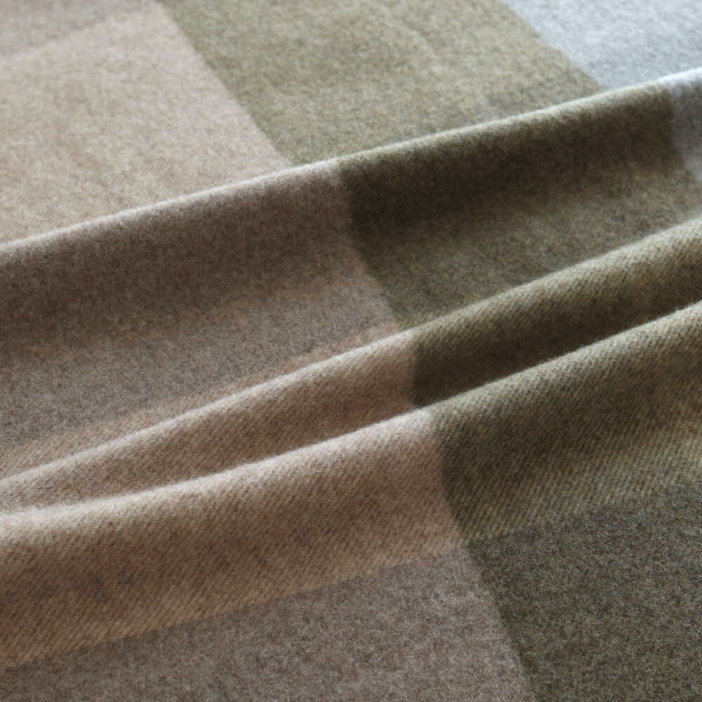 Kašmírový pléd – šachovnicový vzor khaki/sivý