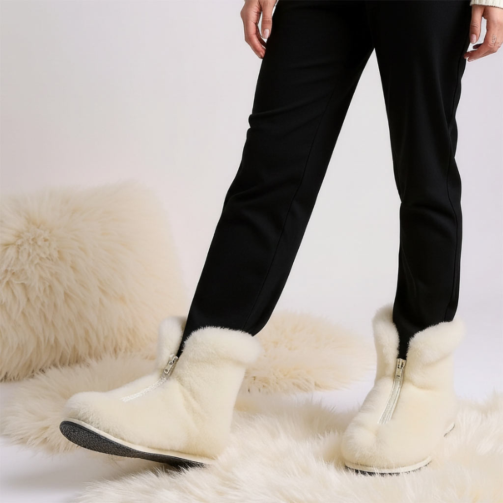 Luxusné kašmírové merino papuče na zips pri domácom nosení