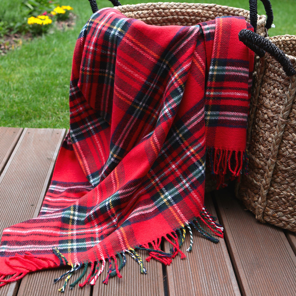 Vianočný merino pléd 155×210 – červeno-zelené káro