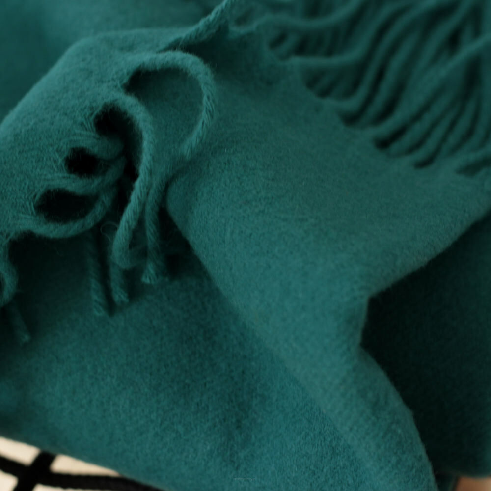 Petrolejová merino deka ZOE 140×200 – zeleno-modrý vlnený pléd