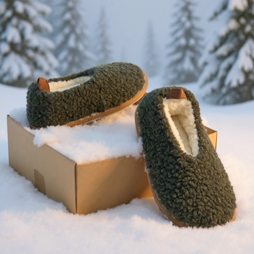 Nazúvacie vlnené papuče z ovčej vlny po členky na doma – Matesko