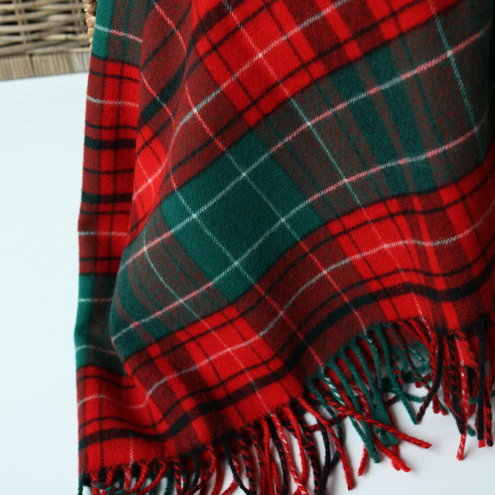 Vianočný pléd 100 % merino 155×210 – sviatočné káro