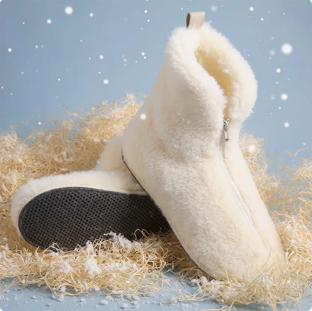 Vysoké kašmírové merino papuče na zips s pútkom Matesko