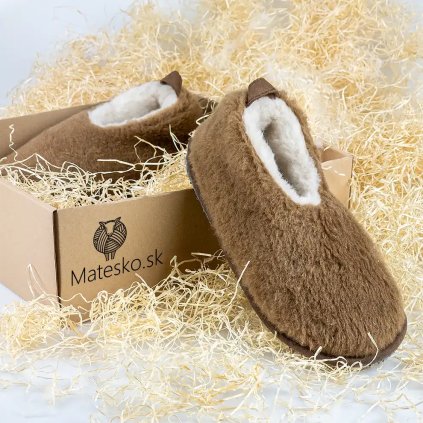 Hrejivé domáce papuče camel Merino