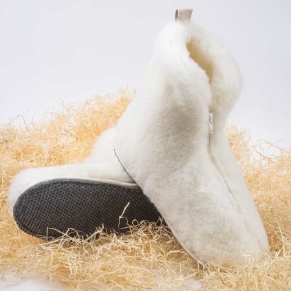 Hrejivé vysoké merino papuče na zips – kašmírové  Luxusné vysoké papuče z merino vlny na zips