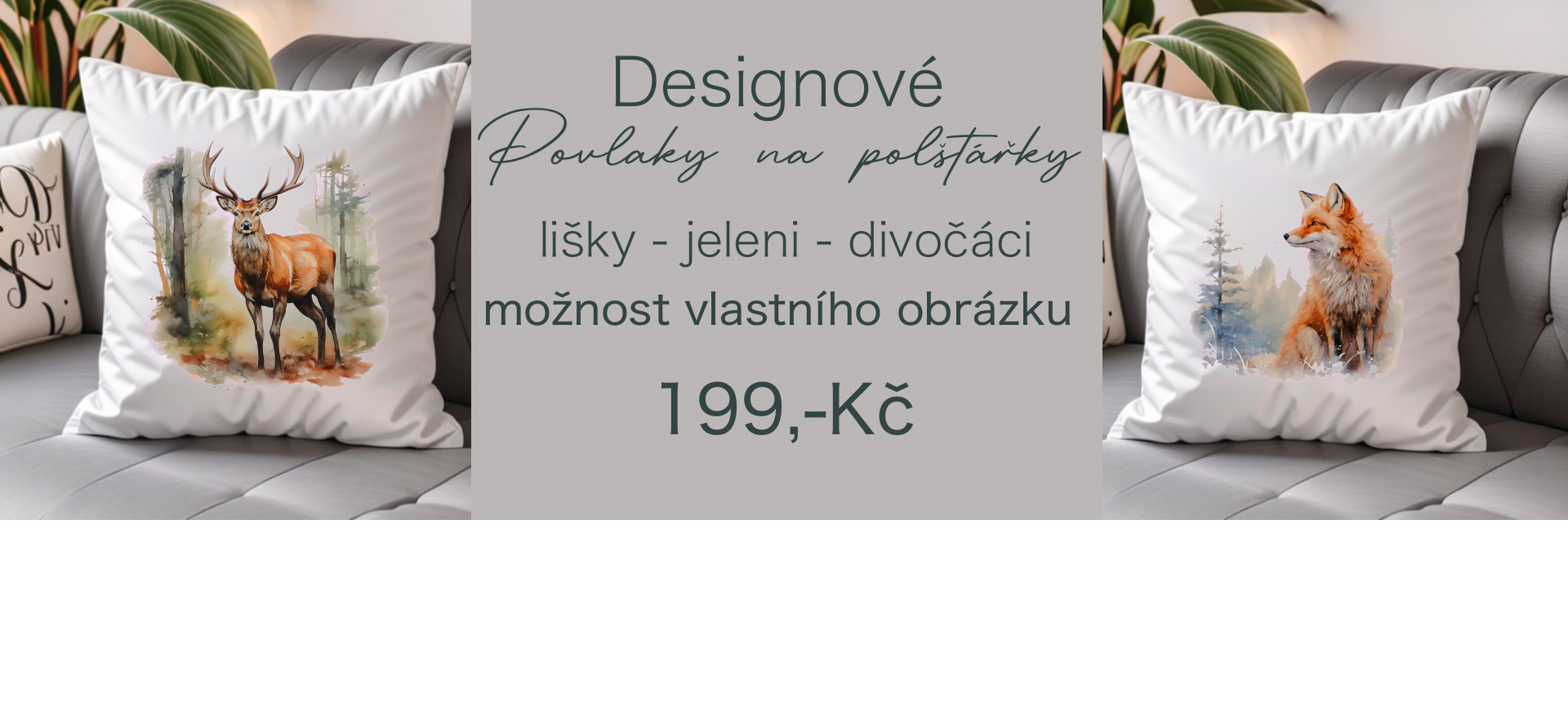 Povlak na polštář - jelen - prase - liška