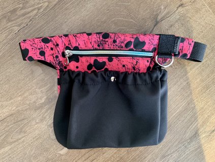 Pamlskovník - tmavší růžová/černá přední kapsa