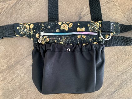 Pamlskovník - zlaté tlapky/černá přední kapsa