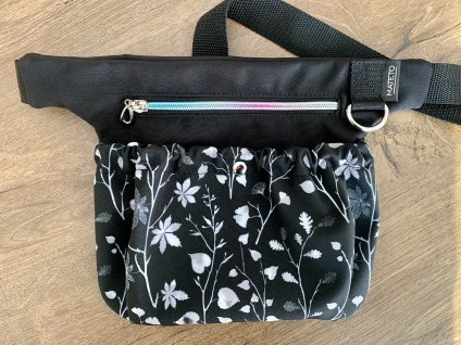 Pamlskovník - černý /černo bílá  kvítka přední kapsa