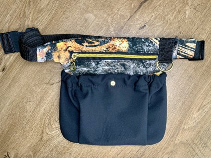 Pamlskovník - Mramor zlato černý  / černá přední kapsa