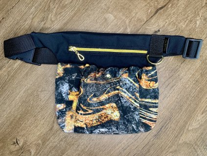 Pamlskovník - černý / mramor zlato černý  přední kapsa