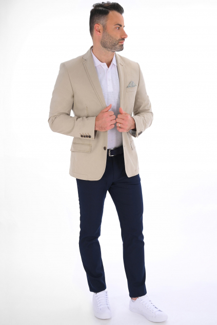 Tmavomodré nohavice s mikrovzorom Chinos ULTRA SLIM , bavlna stretch (Výšková veľkosť 5, Šírková veľkosť 68)