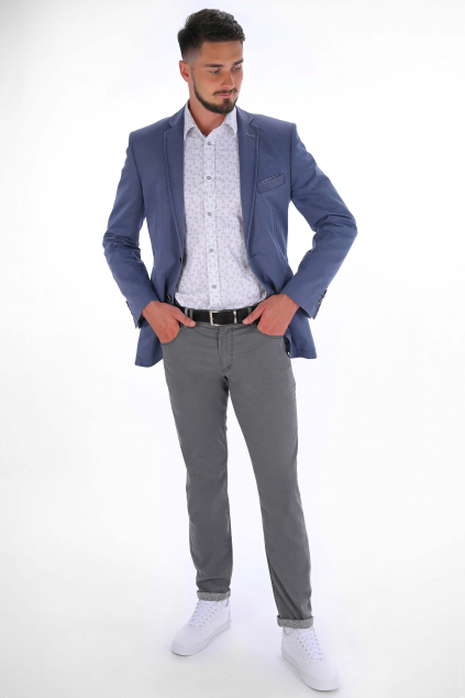 Šedosivé nohavice Casual ULTRA SLIM, bavlna stretch (Výšková veľkosť 3, Šírková veľkosť 50)