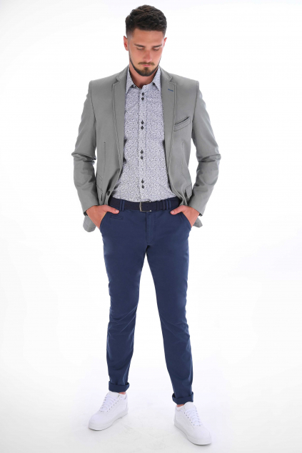 Modré nohavice Chinos  ULTRA SLIM, bavlna stretch (Výšková veľkosť 3, Šírková veľkosť 60)