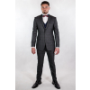 Károvaný oblek šedej farby SLIM STRIH, klasický