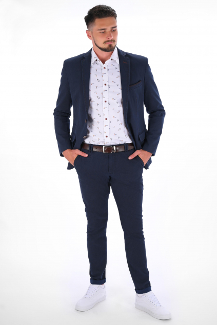 Tmavomodré sako SLIM STRIH, bavlna stretch (Výšková veľkosť 4, Šírková veľkosť 60)