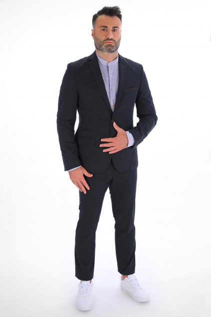 Tmavošedé sako SLIM STRIH, bavlna stretch (Výšková veľkosť 3, Šírková veľkosť 68)