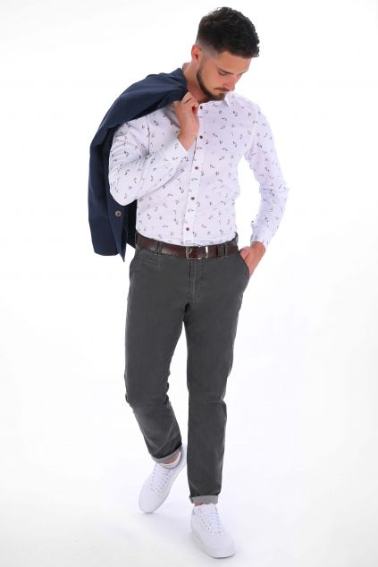 Šedé nohavice Chinos ULTRA SLIM strih, bavlna stretch (Výšková veľkosť 5, Šírková veľkosť 66)