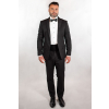 Čierny oblek s elegantným golierom SLIM STRIH, elegantný (Výšková veľkosť 3, Šírková veľkosť 50)