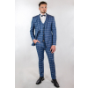 Kárované sako modrej farby SLIM STRIH, klasické (Výšková veľkosť 3, Šírková veľkosť 56)