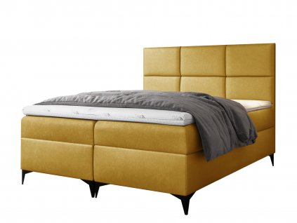 FAVA kárpitozott boxspring ágyneműtartós ágy fedőmatraccal - sárga Fancy