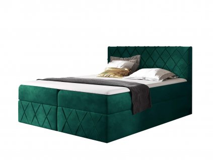 Zöld PAROS Lux ágyneműtartós kárpitozott boxspring ágy