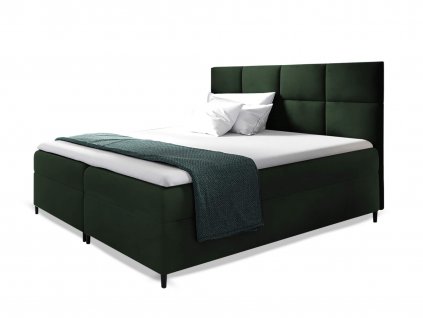 Zöld LEILA kárpitozott boxspring ágy matraccal és ágyráccsal