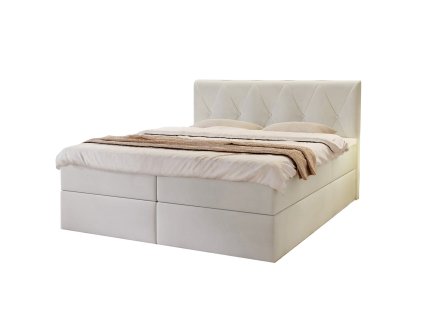 DEAN kárpitozott krémszínű boxspring franciaágy