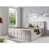 CHARLOTTE kárpitozott boxspring ágy ágyneműtartóval és matraccal - krémszín