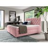 GULIETTE ágyneműtartós kárpitozott boxspring ágy matracokkal - rózsaszín